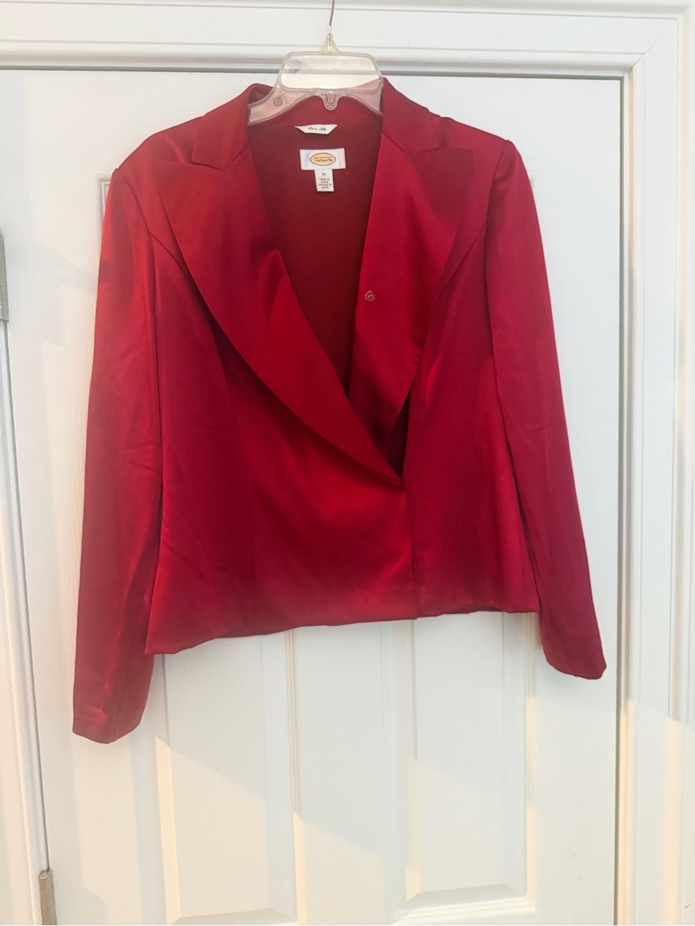 Ladies Size 10 "Talbots" Red 100% PURE SILK Blazer Jacket GUC